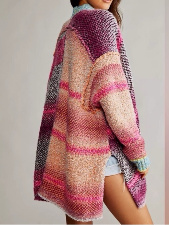 Free People Sweaters - Free People Daydreamer Cardigan Sweater Oversized Rainbow Knit Hippie Boho Small